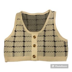 Cream and Black Cami Top